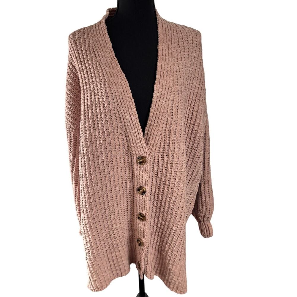 Womans Cable Knit Long Sleeve Button Up Cardigan XL